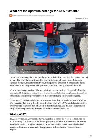 What are the optimum settings for ASA filament?