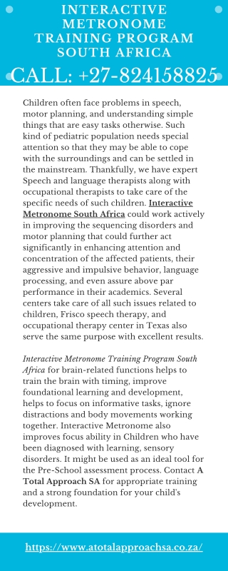 Interactive Metronome Training Program South Africa