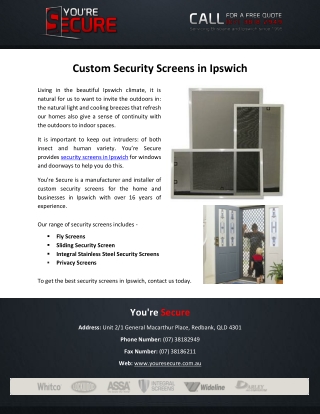 Custom Security Screens in Ipswich