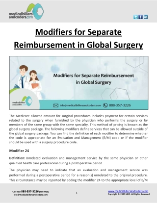 Modifiers for Separate Reimbursement in Global Surgery