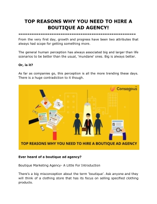 TOP REASONS WHY YOU NEED TO HIRE A BOUTIQUE AD AGENCY!