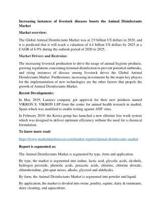 Animal Disinfectants Market Analysis Report on Size and Growth to 2025