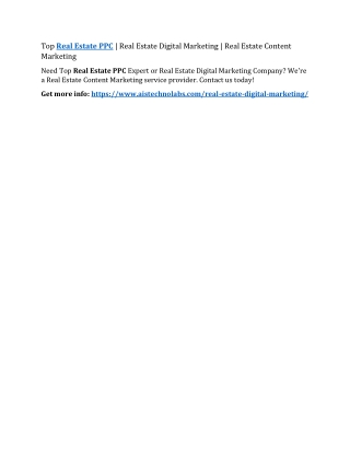 Top Real Estate PPC | Real Estate Digital Marketing | Real Estate Content Marketing