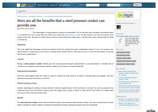 Here are all the benefits that a steel pressure cooker can provide you