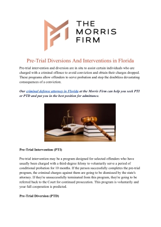 Pre-Trial Diversions And Interventions in Florida