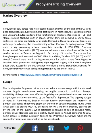 Propylene Price, Demand & Supply | ChemAnalyst