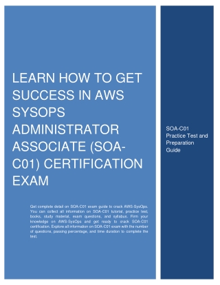 Learn How to Get Success in AWS SysOps Administrator Associate (SOA-C01) Certification Exam