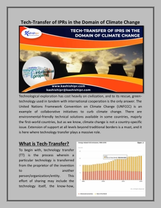 Tech-Transfer of IPRs in the Domain of Climate Change