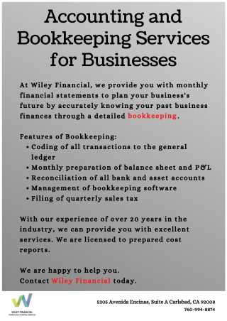 Accounting and Bookkeeping Services for Businesses