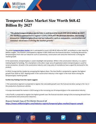 Tempered Glass Market Size Worth $68.42 Billion By 2027