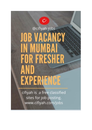 Job Vacancy in Mumbai for fresher and experience