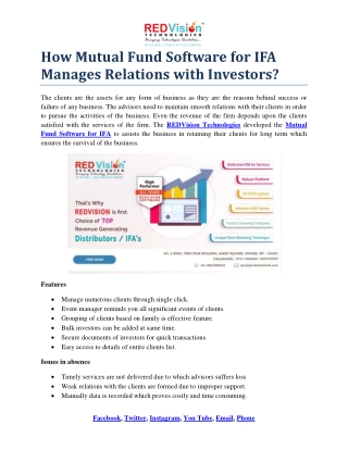 Why Mutual Fund Software for IFA Facilitates Advisors Business?