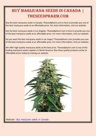 Buy marijuana seeds in Canada | Theseedpharm.com