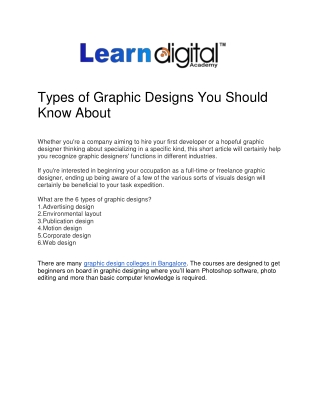Types of Graphic Designs You Should Know About