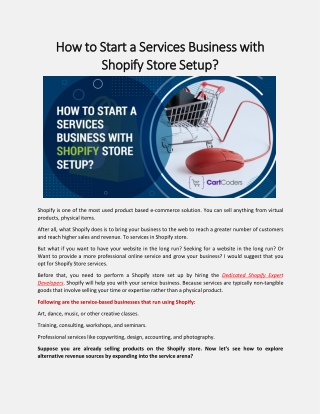 How to Start a Services Business with Shopify Store Setup?