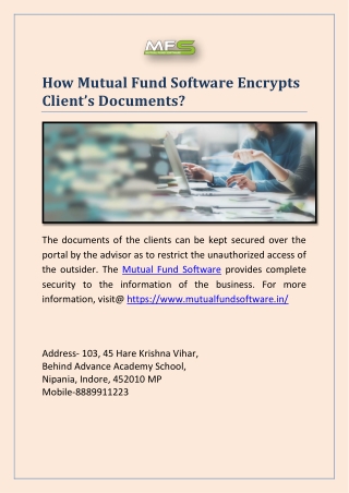 How Mutual Fund Software Encrypts Client’s Documents?