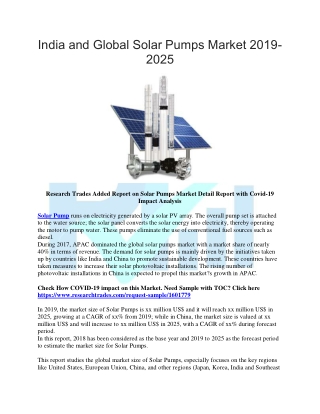 India and Global Solar Pumps Market 2019-2025