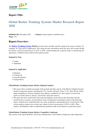 Busbar Trunking Systems Market Research Report 2020