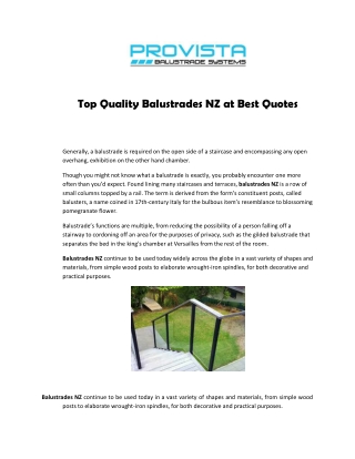 Top Quality Balustrades NZ at Best Quotes