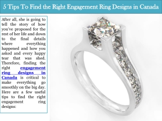 5 Tips To Find the Right Engagement Ring Designs in Canada