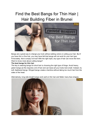 Find the Best Bangs for Thin Hair | Hair Building Fiber in Brunei