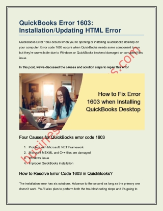 Installer Encountered Error 1603 in QuickBooks Desktop