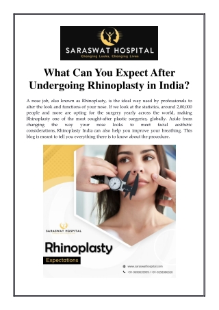 What Can You Expect After Undergoing Rhinoplasty in India?