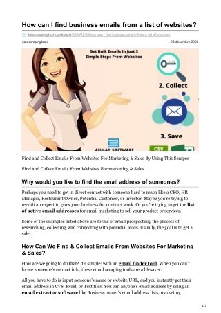 How can I find business emails from a list of websites?