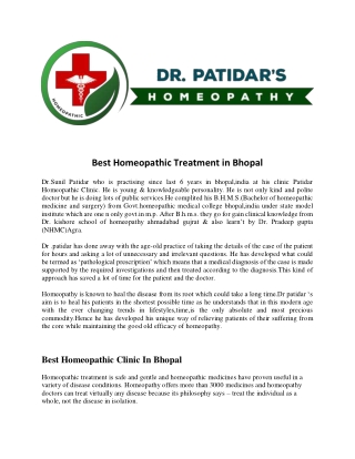 Best Homeopathic Treatment in Bhopal