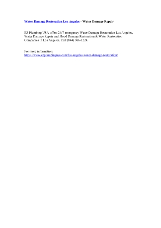 Water Damage Restoration Los Angeles - Water Damage Repair