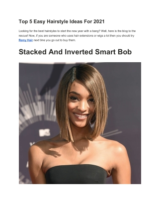 Top 5 Easy Hairstyle Ideas For 2021