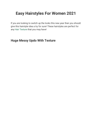 Easy Hairstyles For Women 2021