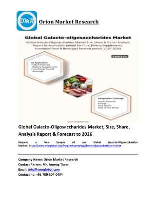Global Galacto-Oligosaccharides Market Size, Industry Trends, Share and Forecast 2020-2026