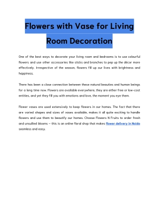 Flowers with Vase for Living Room Decoration