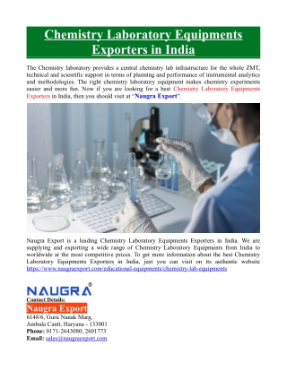 Chemistry Laboratory Equipments Exporters