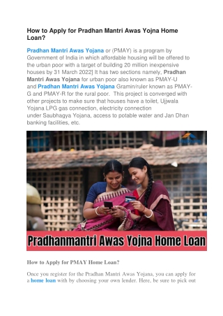 How to Apply for Pradhan Mantri Awas Yojna Home Loan?