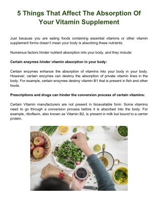 5 Things That Affect The Absorption Of Your Vitamin Supplement
