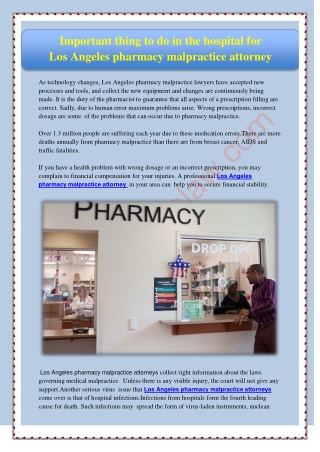 The Best Los Angeles Pharmacy Malpractice Lawyer to handle your claim!