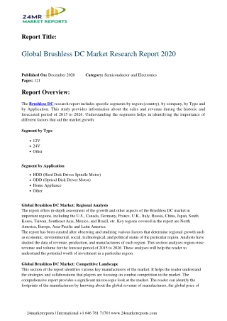 Brushless DC Market Research Report 2020