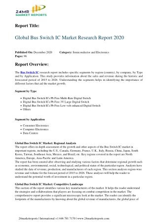 Bus Switch IC Market Research Report 2020