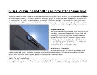 6 Tips For Buying and Selling a Home at the Same Time