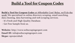 Build a Tool for Coupon Codes