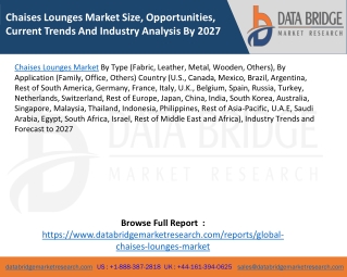 Chaises Lounges Market Size, Opportunities, Current Trends And Industry Analysis By 2027