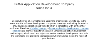 Flutter Application Development Company Noida India