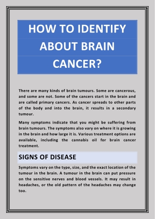 How To Identify About Brain Cancer?