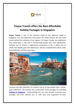 Holidays in Singapore