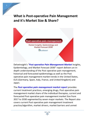 Post operative pain management market