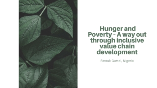 Hunger and Poverty – A way out through inclusive value chain development