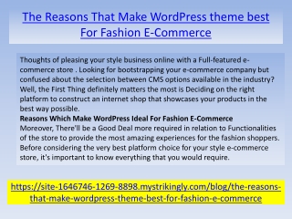 The Reasons That Make WordPress theme best For Fashion E-Commerce