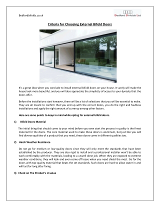 Criteria for Choosing External Bifold Doors